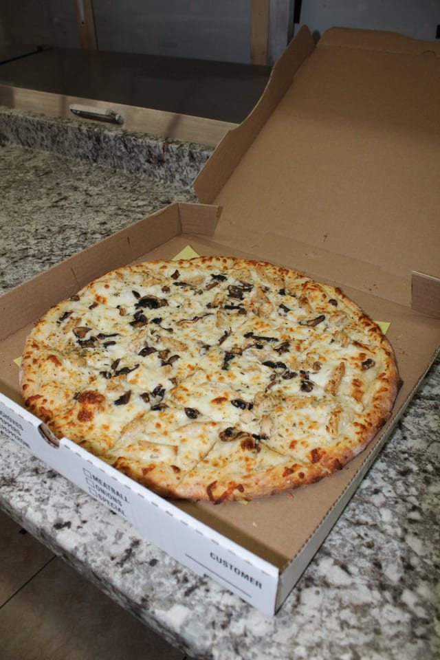 Chicken Alfredo Pizza.